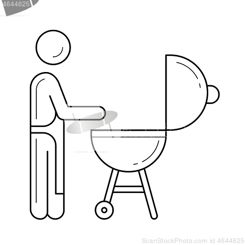 Image of Outdoor grill vector line icon.