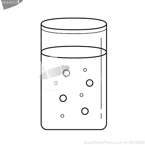 Image of Glass of water vector line icon.