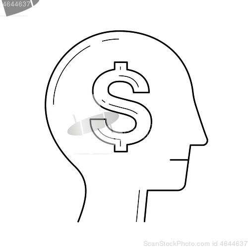 Image of Rich brain in the head vector line icon.