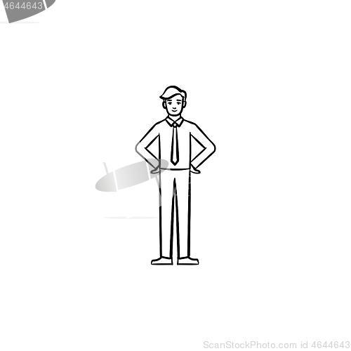 Image of A man in a suit and a tie hand drawn sketch icon.