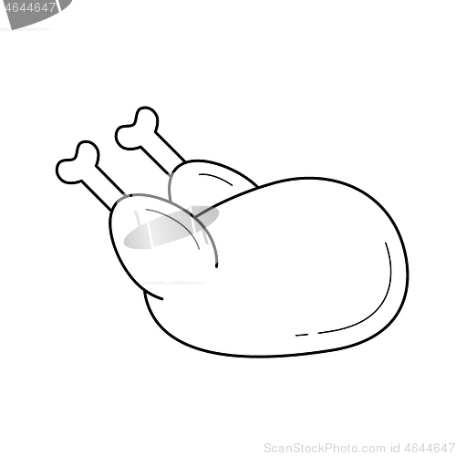 Image of Cooked chicken vector line icon.