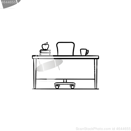 Image of Work desk hand drawn sketch icon.
