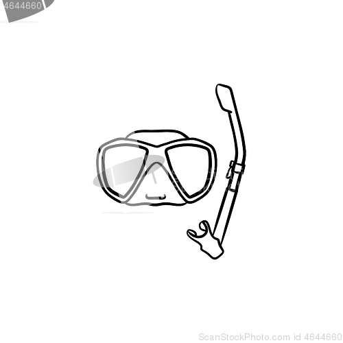 Image of Mask and snorkel for swim in pool hand drawn icon.