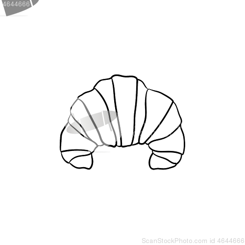 Image of French croissant hand drawn sketch icon.