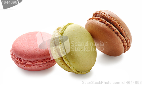 Image of various macaroons on white background