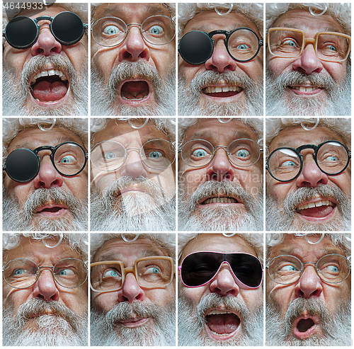 Image of The different emotions or emotional face of Santa Clause