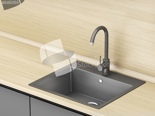 Image of Kitchen with black faucet and sink