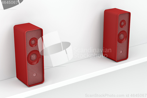 Image of Red stereo speakers