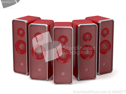 Image of Group of five red speakers