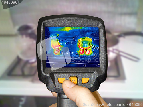 Image of Recording whit Thermal camera, cooking on a gas stove