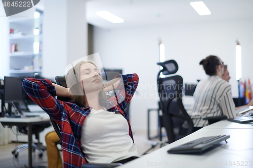 Image of casual business woman taking a break from work