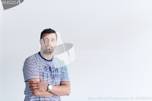 Image of portrait of casual startup businessman wearing a T-shirt