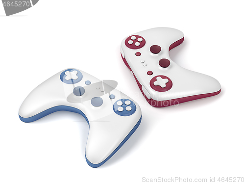 Image of Two wireless gaming controllers