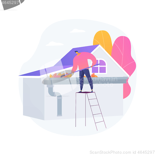 Image of Gutter cleaning abstract concept vector illustration.