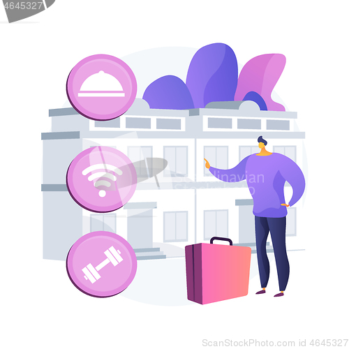 Image of Motel service abstract concept vector illustration.