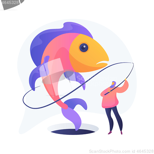 Image of Ice fishing abstract concept vector illustration.