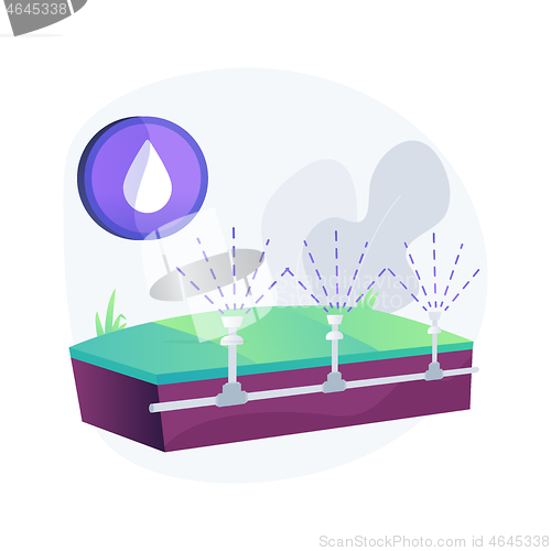 Image of Lawn watering system abstract concept vector illustration.