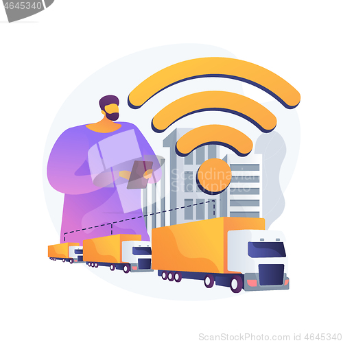 Image of Truck platooning abstract concept vector illustration.