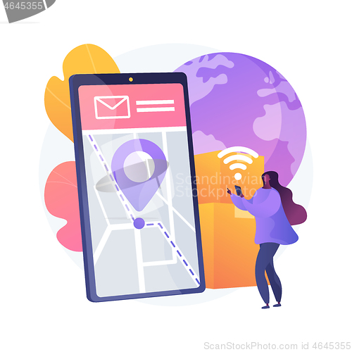 Image of Smart delivery tracking abstract concept vector illustration.