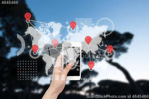 Image of Food and goods purchase via the Internet. Your smartphone or other gadget - all you need for food arriving to any address