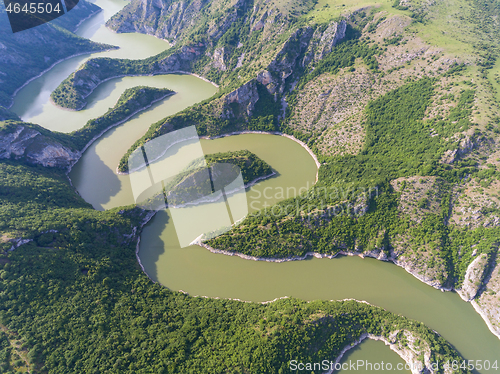 Image of meanders at rocky river Uvac river in Serbia