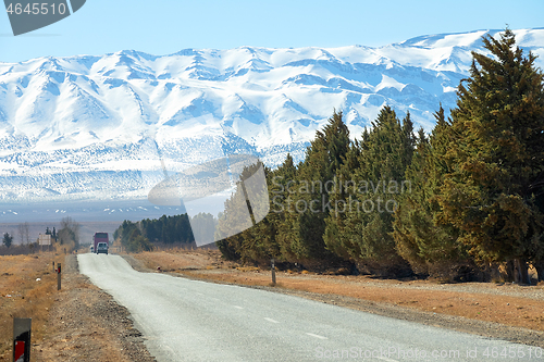 Image of Road leading to snow Atlas mountains