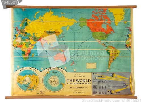 Image of Vintage education color world map