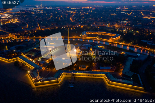 Image of Peter and Paul Fortress at night