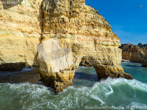 Image of Rock cliffs and waves in Algarve