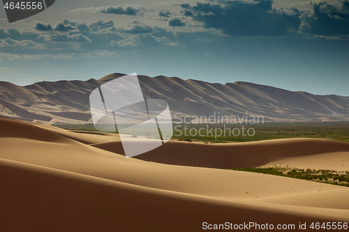 Image of Sand dunes in Gobi Desert at sunset