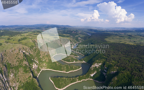 Image of meanders at rocky river Uvac river in Serbia