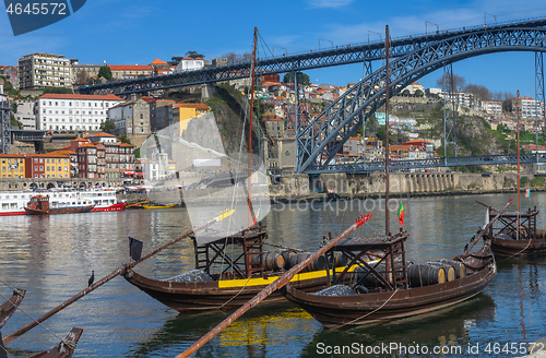 Image of Traditional boats on Douro river in Porto