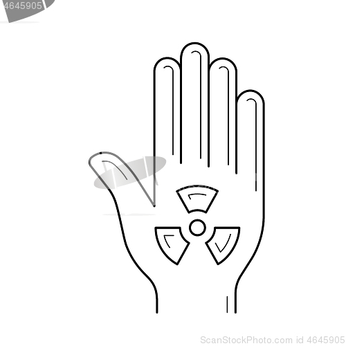 Image of Stop hand sign vector line icon.