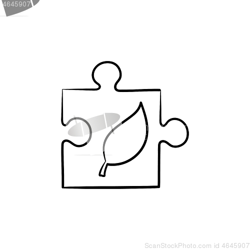 Image of Puzzle piece hand drawn sketch icon.