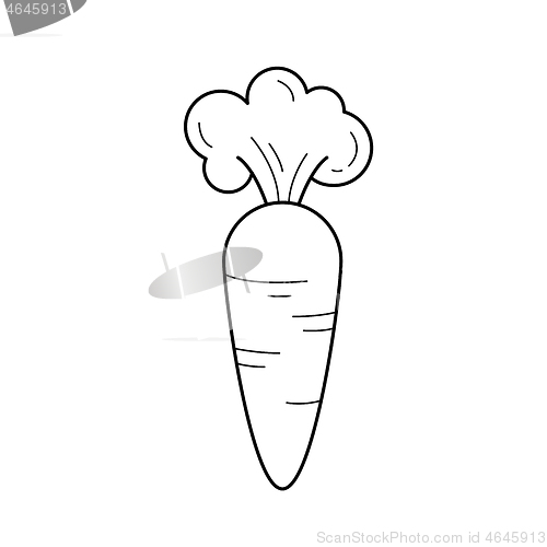 Image of Fresh organic carrot vector line icon.