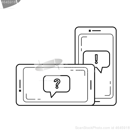 Image of Student chat vector line icon.