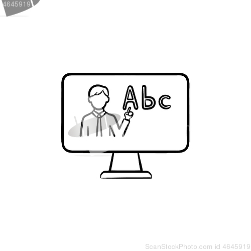 Image of Online education hand drawn outline doodle icon.