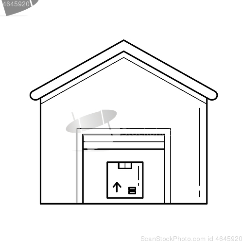 Image of Warehouse vector line icon.