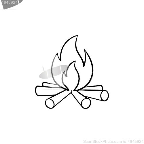 Image of Campfire hand drawn sketch icon.