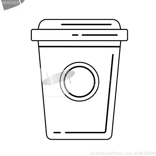 Image of Plastic cup of chocolate coffee vector line icon.