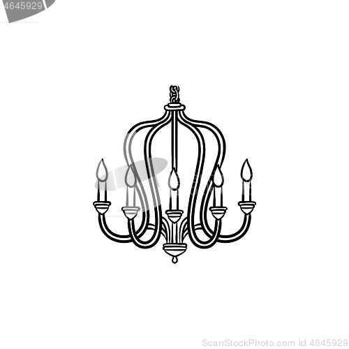 Image of Chandelier hand drawn sketch icon.