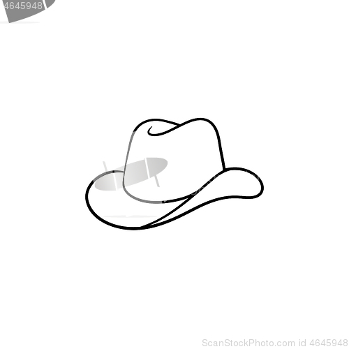 Image of Cowboy hat hand drawn sketch icon.
