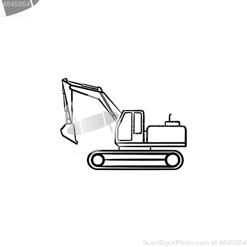 Image of Excavator hand drawn sketch icon.