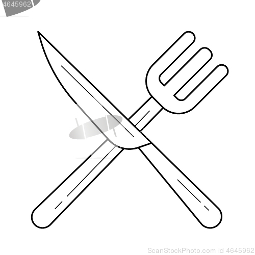 Image of Fork and knife vector line icon.