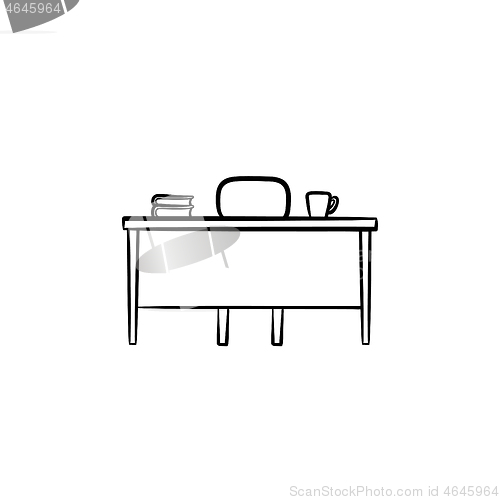 Image of Work desk hand drawn sketch icon.