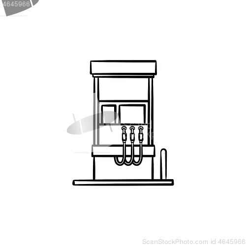 Image of Gas station hand drawn sketch icon.