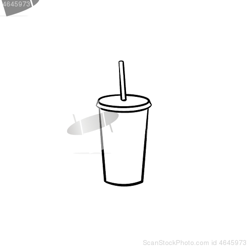 Image of Plastic cup of soda pop hand drawn sketch icon.