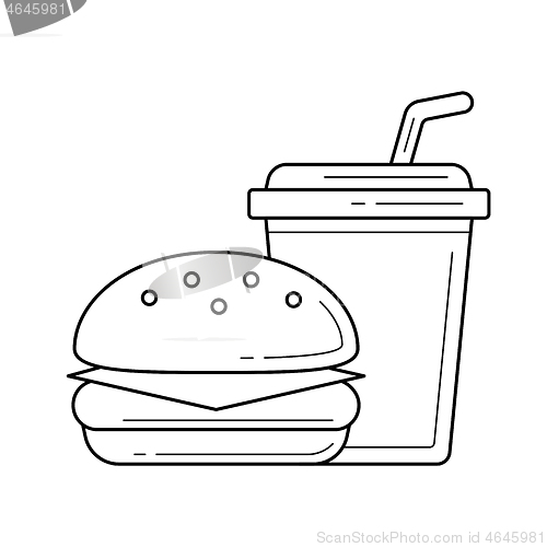 Image of Food and beverage takeaway vector line icon.