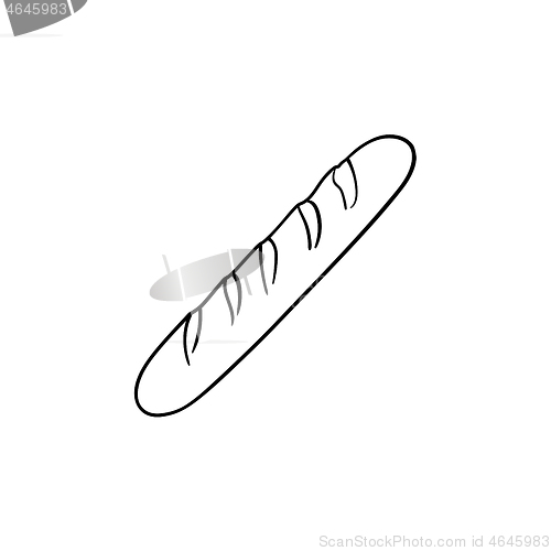 Image of French baguette hand drawn sketch icon.