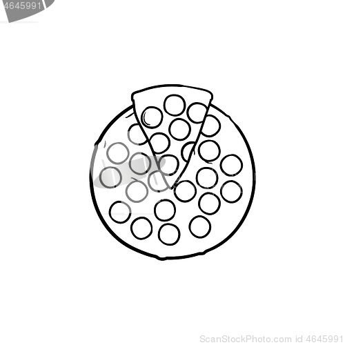 Image of Italian pizza hand drawn sketch icon.